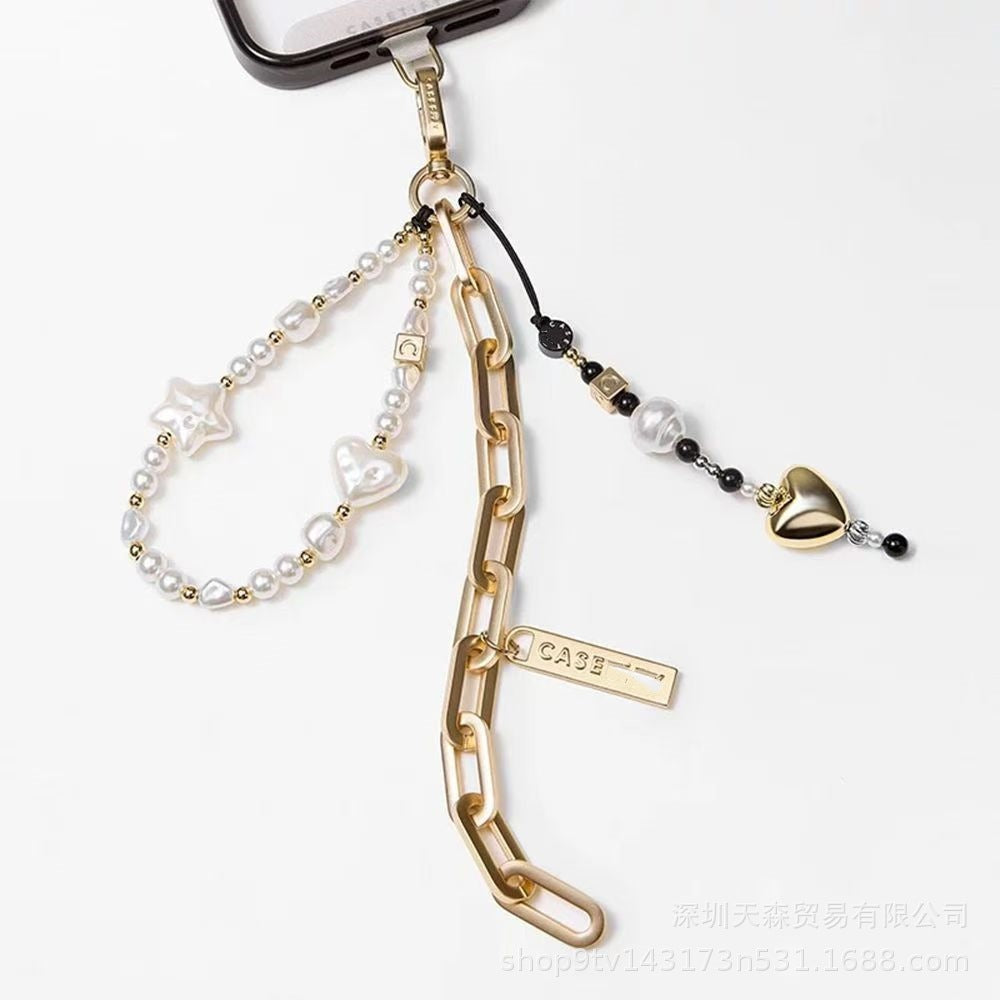 CASETi joint name High version phone chain Handmade stringed pearls phone case lanyard hanging chain wrist pendant for women
