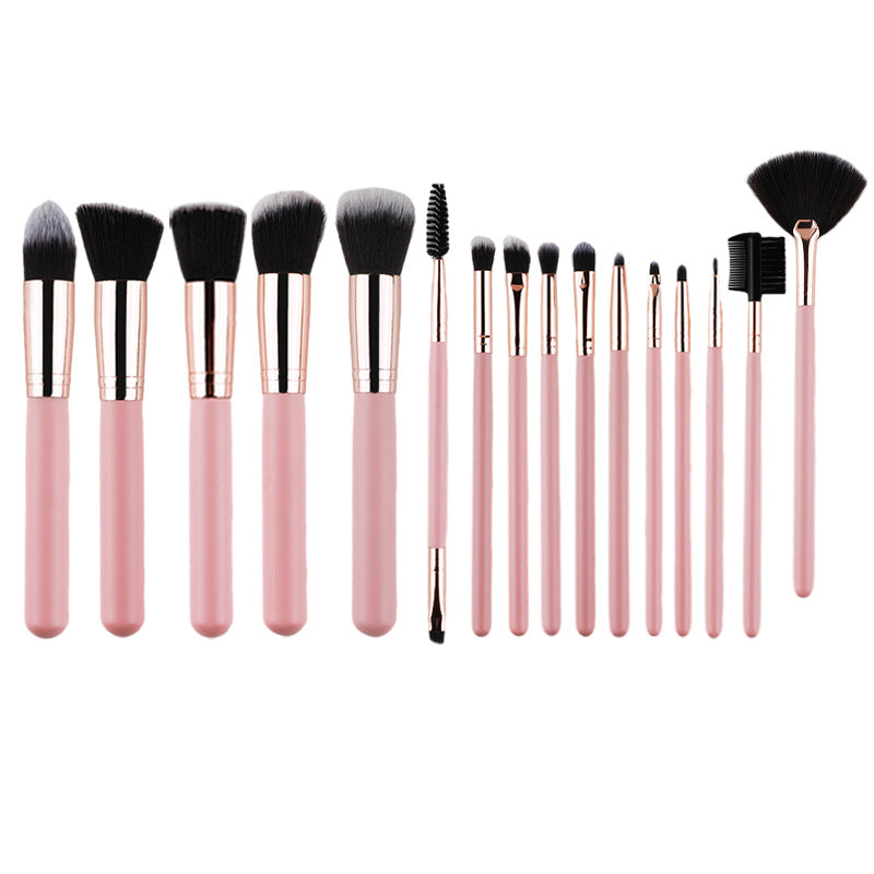 Cross-Border 16 pink makeup brushes suit rose gold makeup brush face powder foundation blush brush brow groomer makeup tools