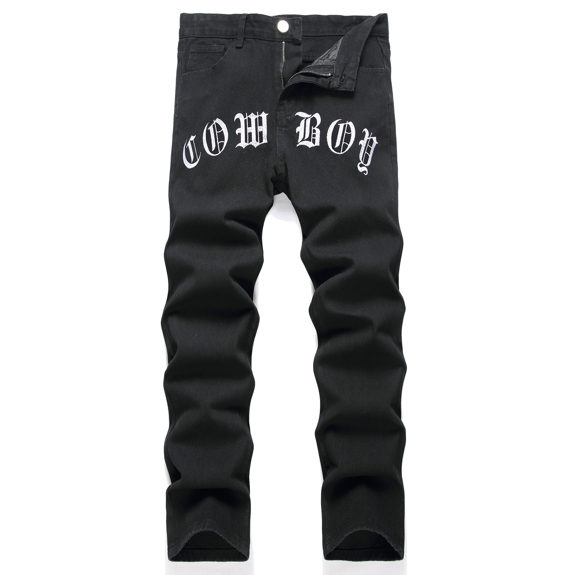 Foreign trade men's jeans trousers high elastic ripped slim jeans men AliExpress men's jeans