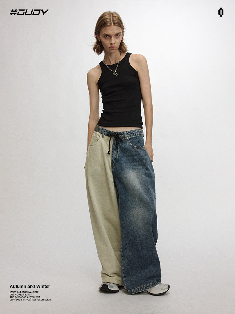 # OVDY new jeans men's retro distressed washed 420g autumn and winter velvet padded plus size denim trousers