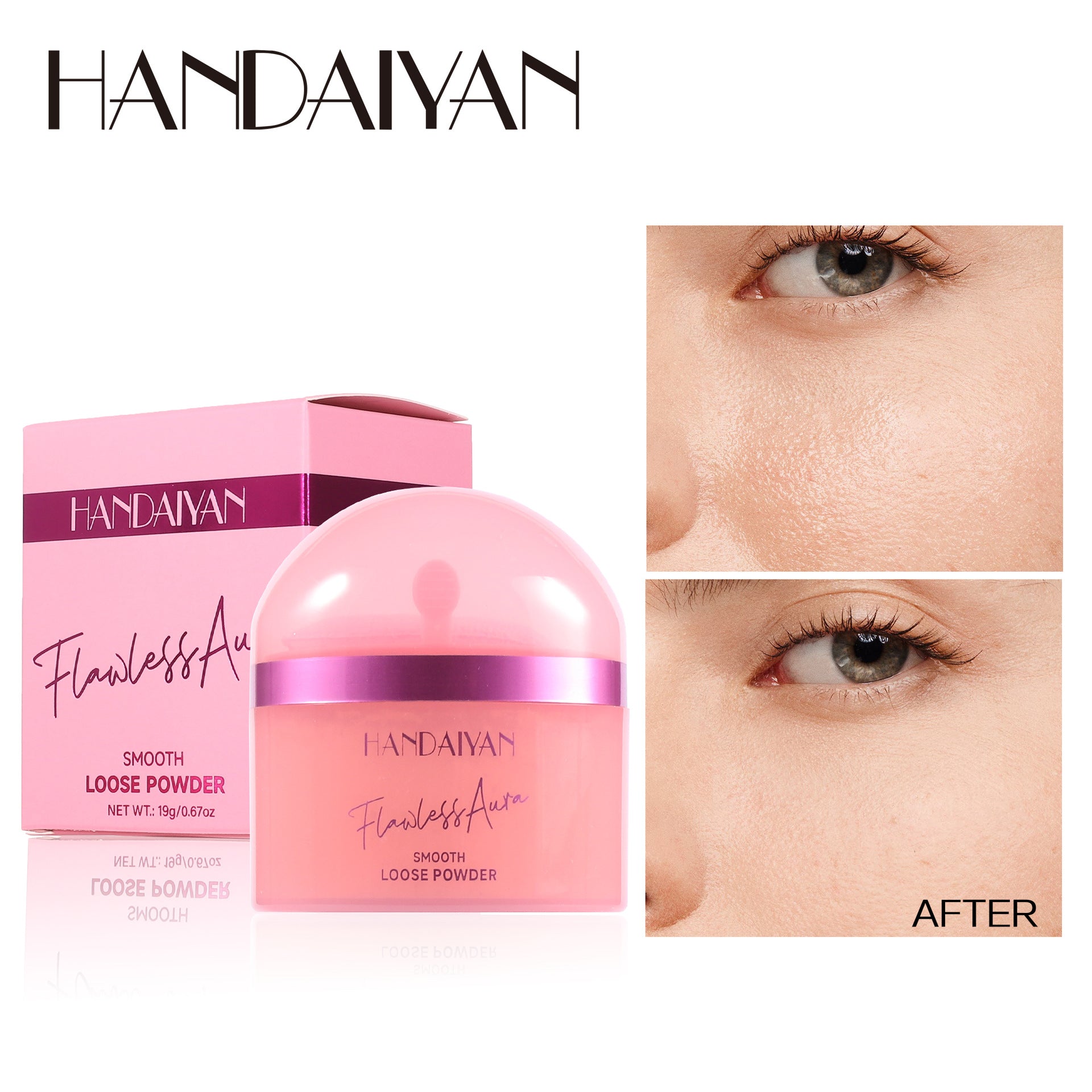 handaiyan cross-border finishing powder oil control powder long lasting smear-proof makeup waterproof matte concealing and setting face powder