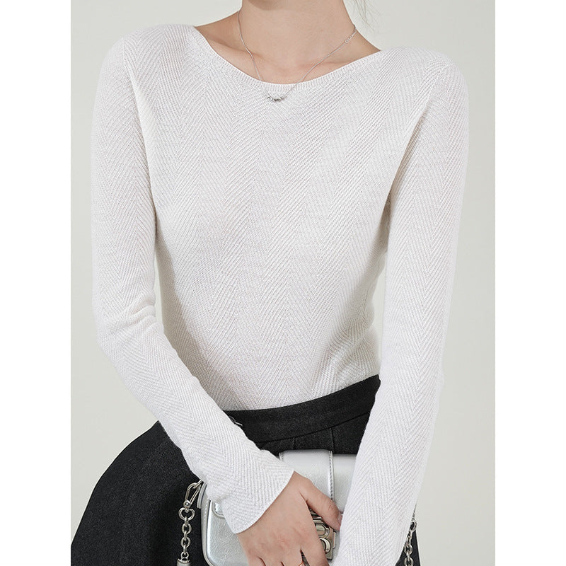 100% wool water ripple sweater soft gold worsted 48 pieces autumn and winter CLOTHES OF SKIN 3D seamless bottoming shirt