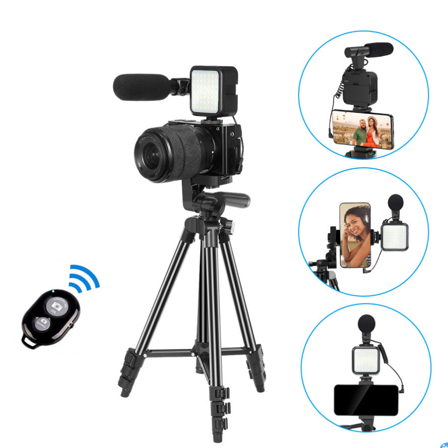 Factory Direct supply video shooting LED light outdoor interview portable tripod stand for live streaming suit one piece dropshipping