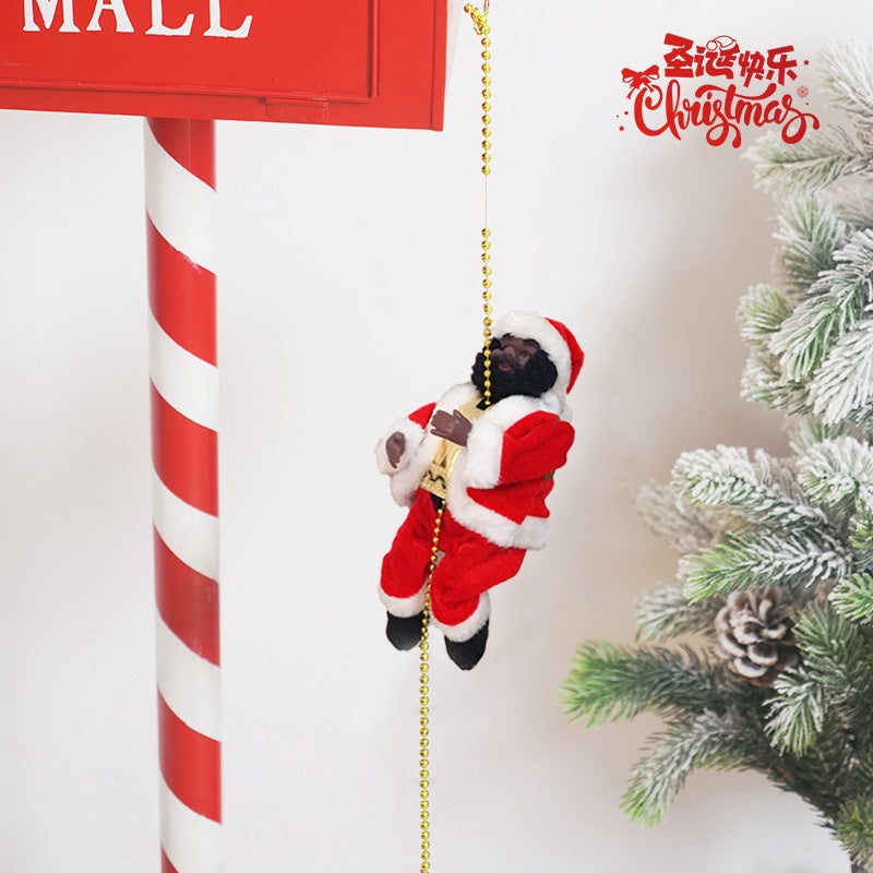 Cross-border Christmas creative gift electric Santa Claus black ladder climbing beads children's toy Christmas decoration