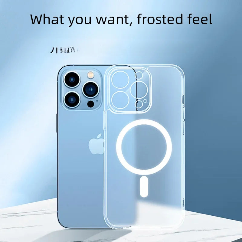 Applicable to IPHONE15 frosted glass phone case Magsafe magnetic charging transparent protective cover for Apple 14PRO