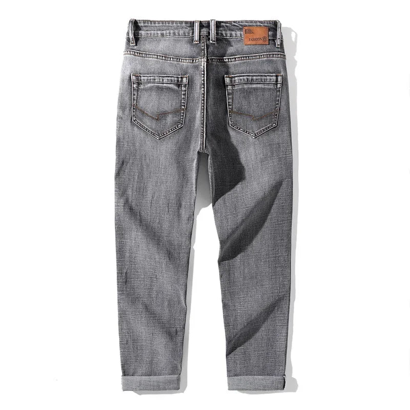 2021 autumn and winter new slim-fitting men's clothing pencil pants smoky gray jeans men's long pants men's jeans