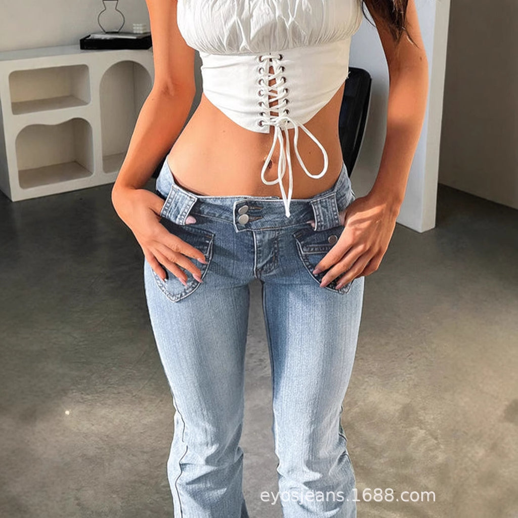 Qu jeans n jeans American style skinny jeans men's and women's retro skinny National Fashion pants