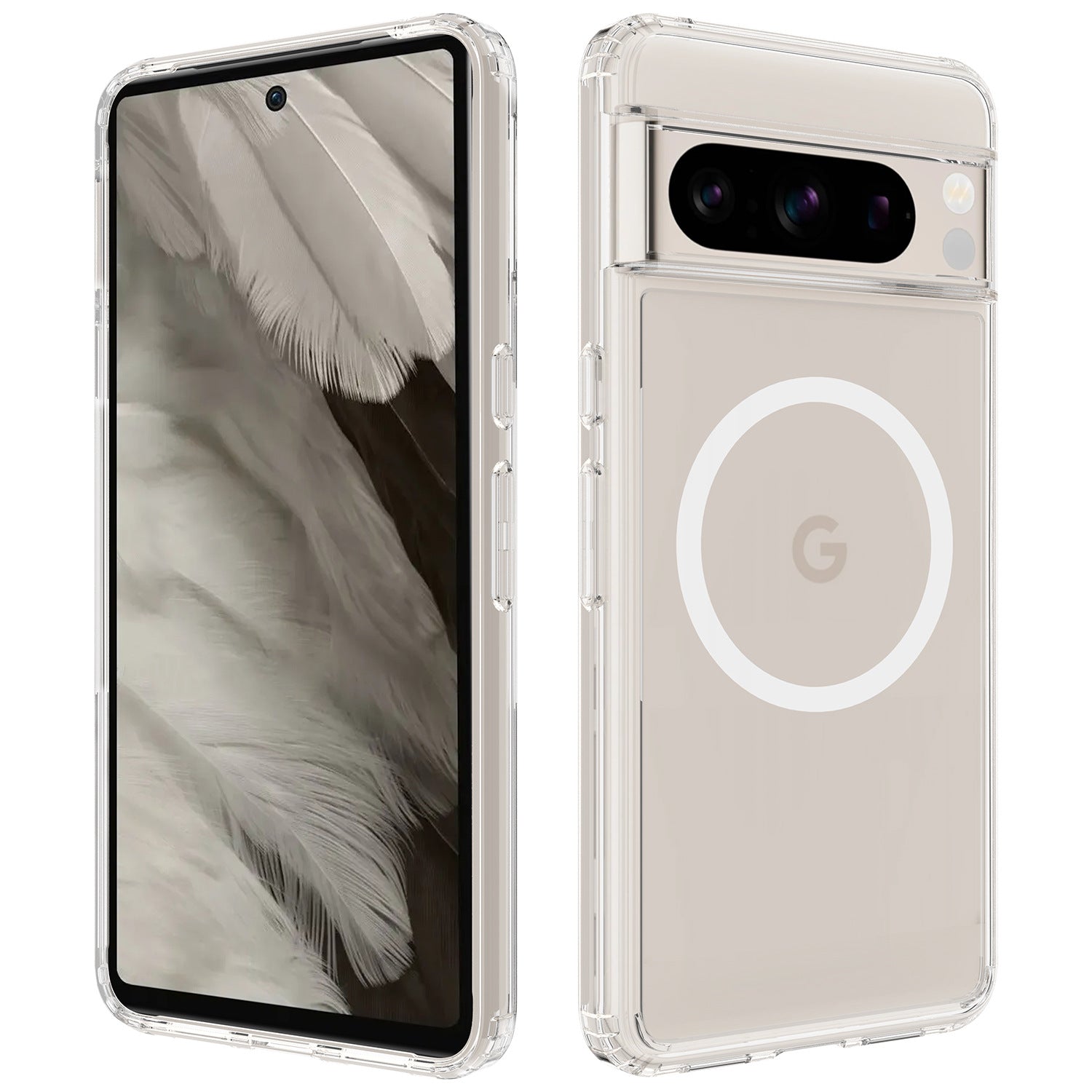 Applicable to Google 8 transparent magnetic phone case magsafe wireless charger magnetic suction Google 8pro four-corner drop-resistant back case