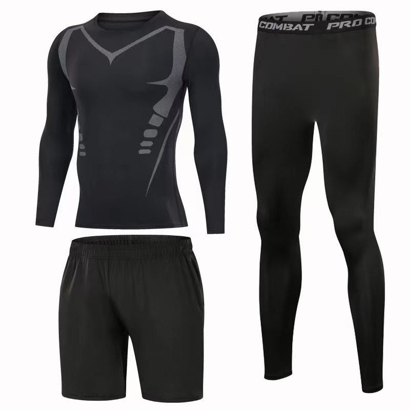 Science fiction fitness clothes men's tights quick-drying running device Sports suit basketball sports students spring and summer training wear