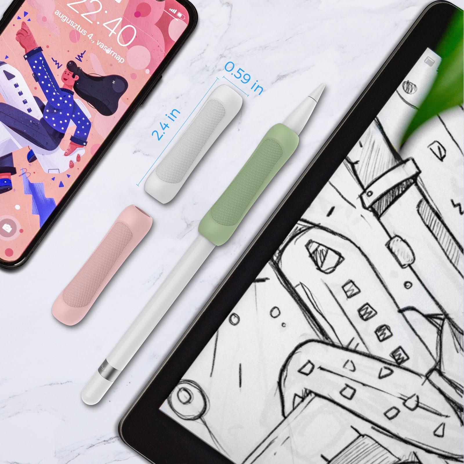 Suitable for Apple stylus silicone pen case pen holder Apple Pencil 1/2 generation silicone pen grip protective cover
