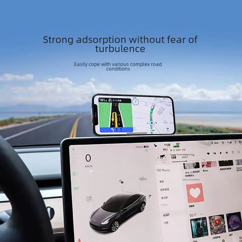 Applicable to Tesla car mobile phone bracket magsafe magnetic suspension screen vehicle navigation aluminum alloy bracket