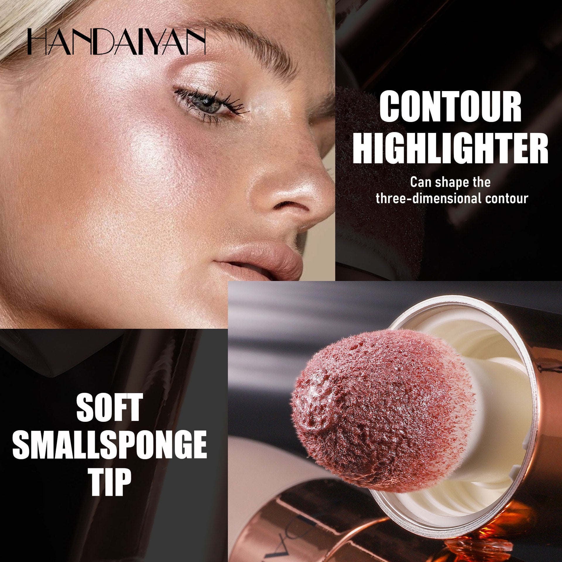 Exclusive for cross-border highlighter repair 8 colors natural three-dimensional Han Daiyan Pearl fine SHINING painted highlight contour stick