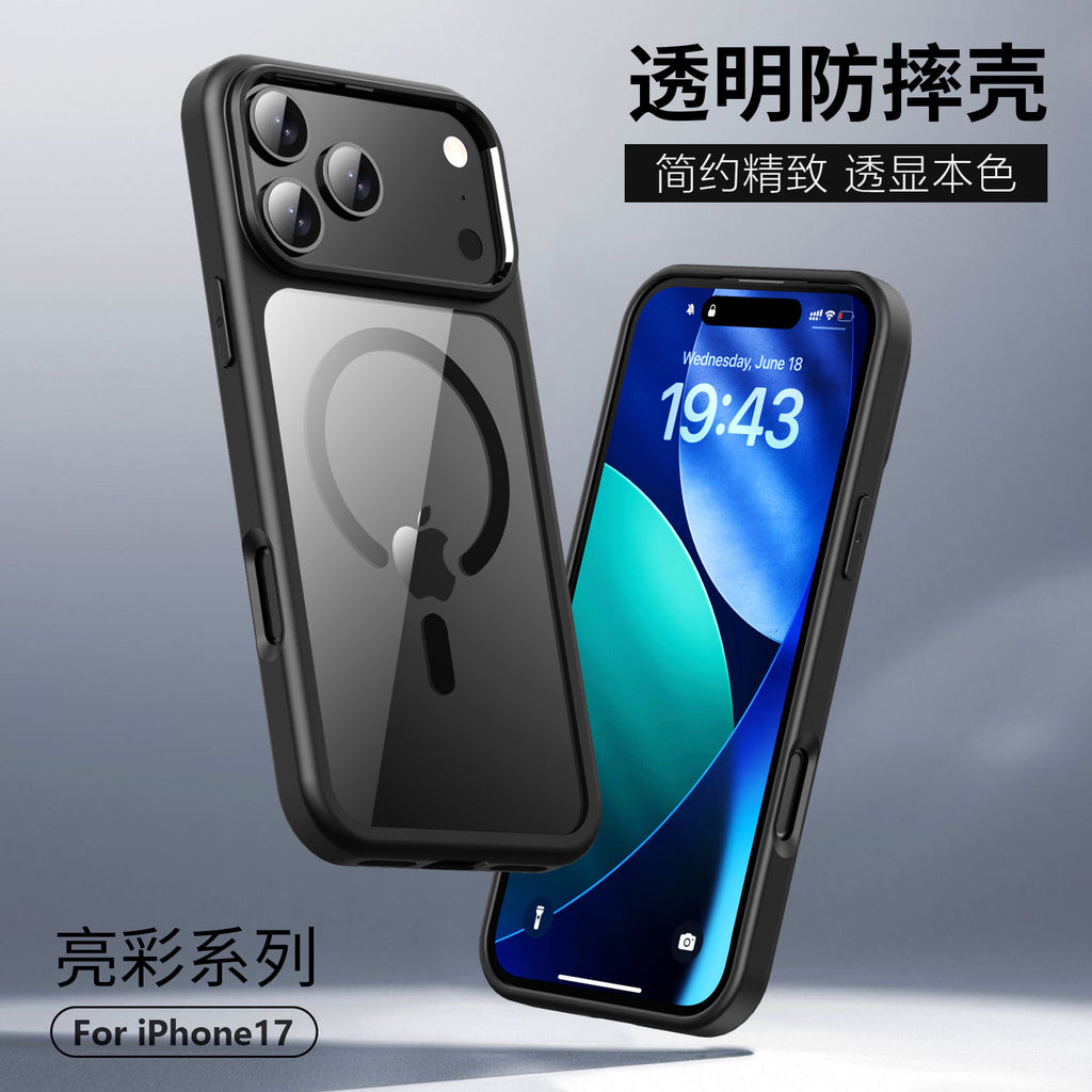 New mobile phone shell for iPhone transparent phone case for iPhone17promax drop-proof soft edges hard shell all wrapped
