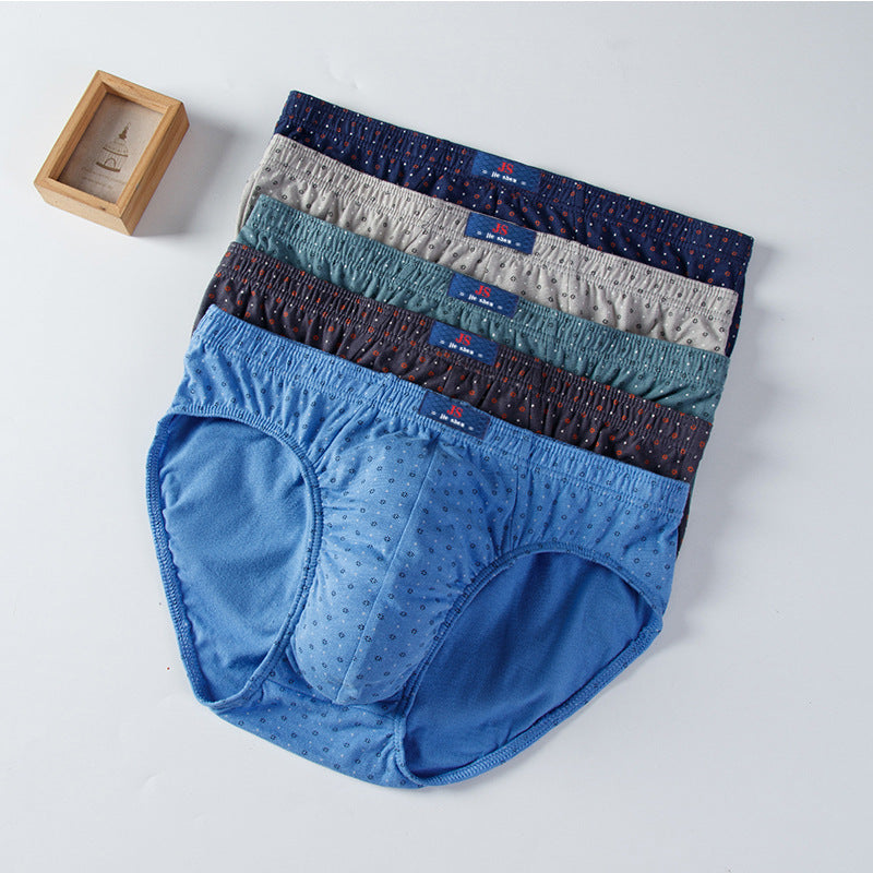 5-pack wholesale men's cotton underpants men's breathable underwear briefs mid waist plus size fat guy panties cross-border