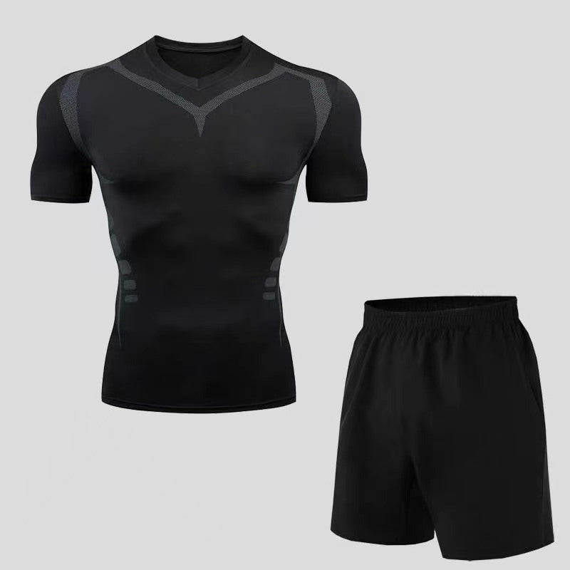 Science fiction fitness clothes men's tights quick-drying running device Sports suit basketball sports students spring and summer training wear