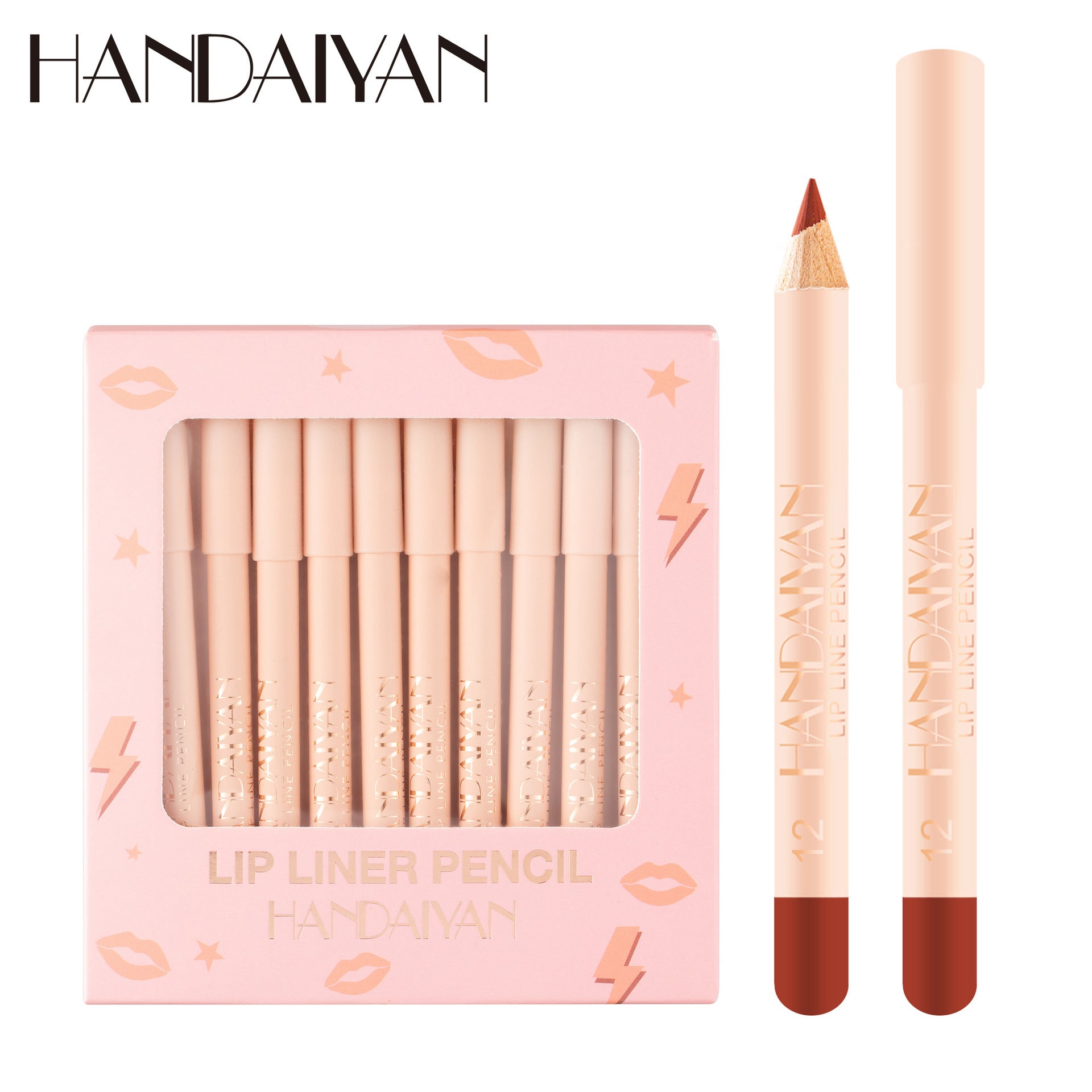 Cross-border 12 matte lip liner suit handaiyan velvet non-fading hook line lip pencil lipstick pen suit