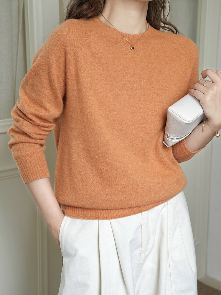 European and American old Qian Feng Shan cashmere sweater high-end classic knitted sweater round neck autumn and winter soft glutinous warm long sleeves wool top