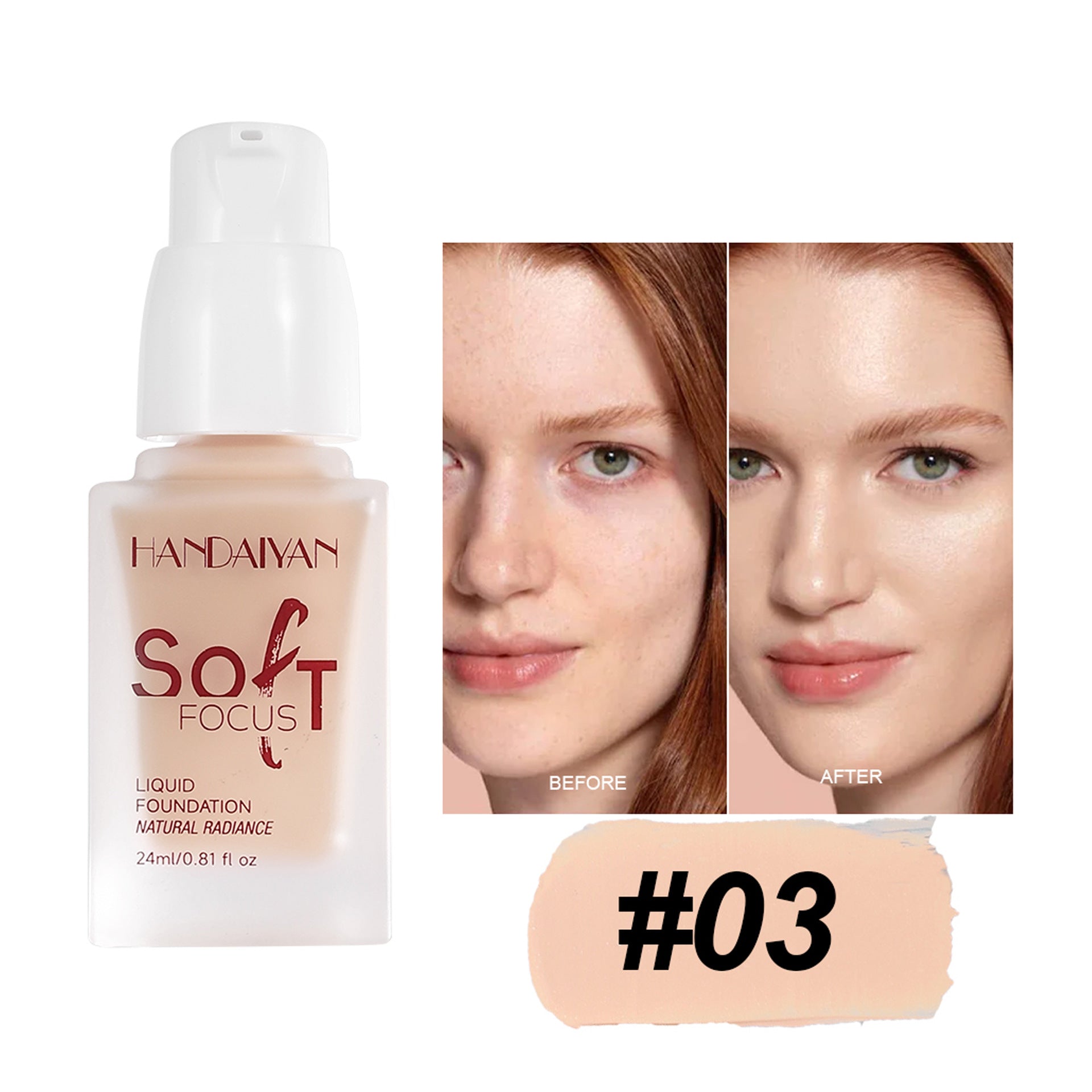 Cross-border liquid foundation concealer long lasting smear-proof makeup non-dry leather not stuck foundation cream handaiyan European and American liquid foundation