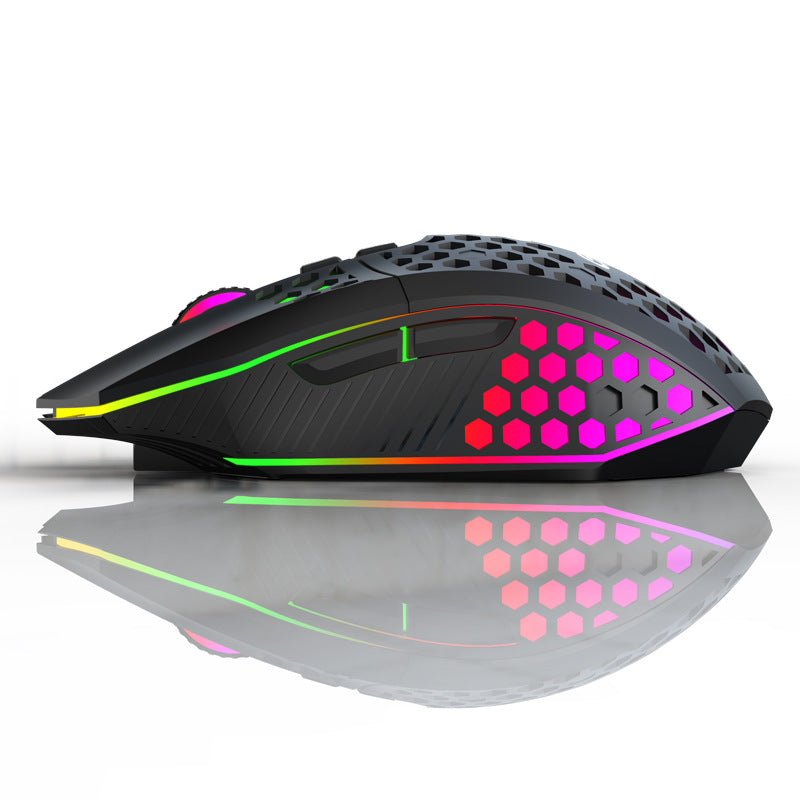 Ecat wireless lightweight hole mouse mute charging RGB luminous wireless game Office mouse Amazon