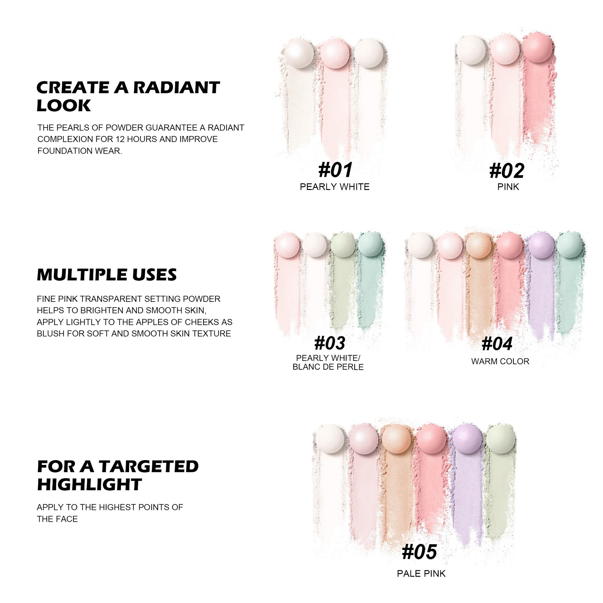 Cross-border makeup loose powder ball five-color highlight repair Pearl handaiyan oil control lasting wholesale finishing powder