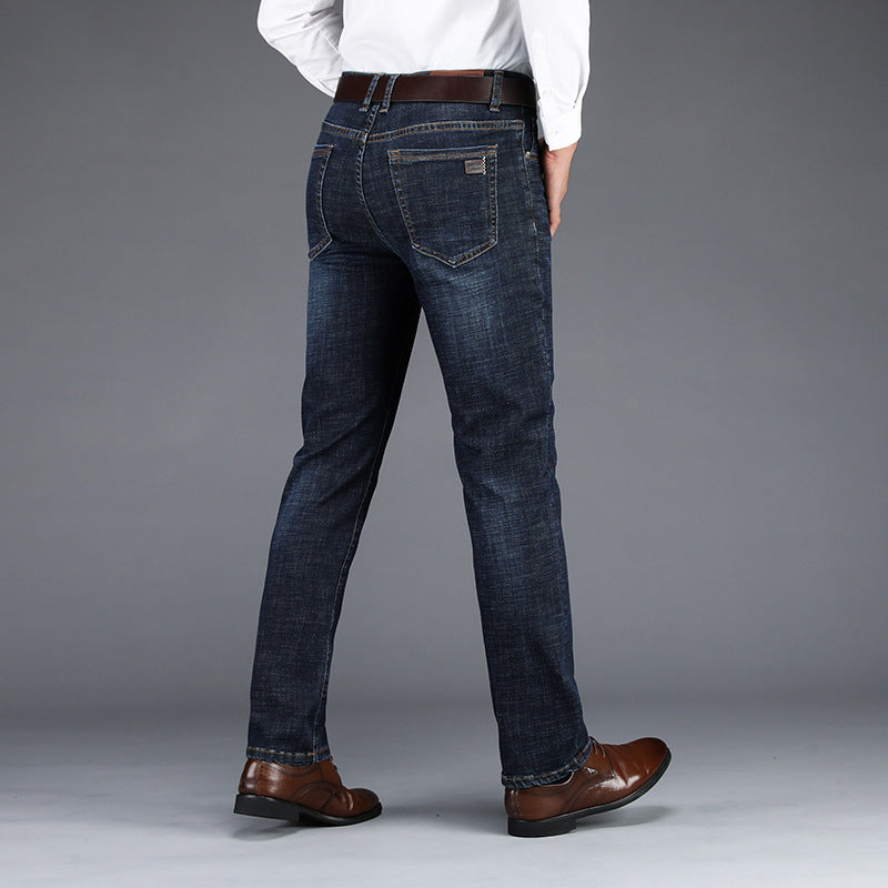 Spring and Autumn men's jeans slim straight business casual trousers men's stretch washed jeans wholesale