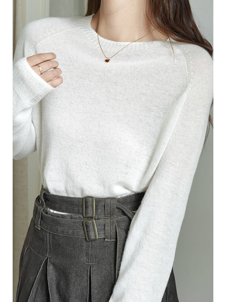 European and American old Qian Feng Shan cashmere sweater high-end classic knitted sweater round neck autumn and winter soft glutinous warm long sleeves wool top