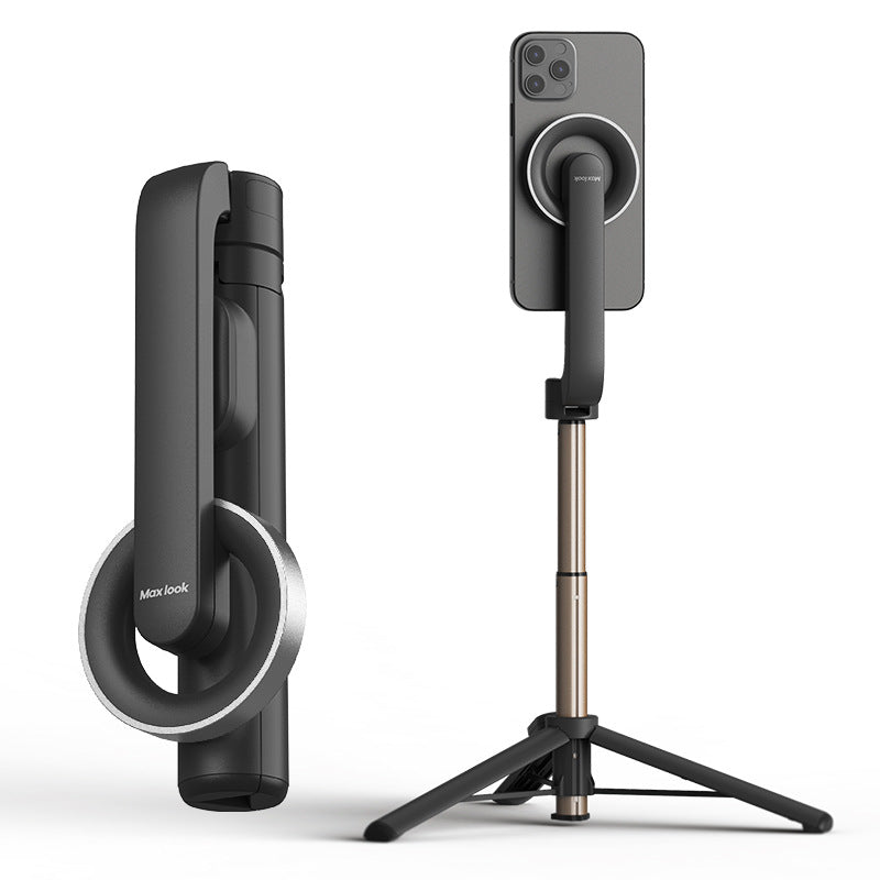 2024 New Bluetooth floor magnetic selfie stick mobile phone holder outdoor anti-shake PTZ