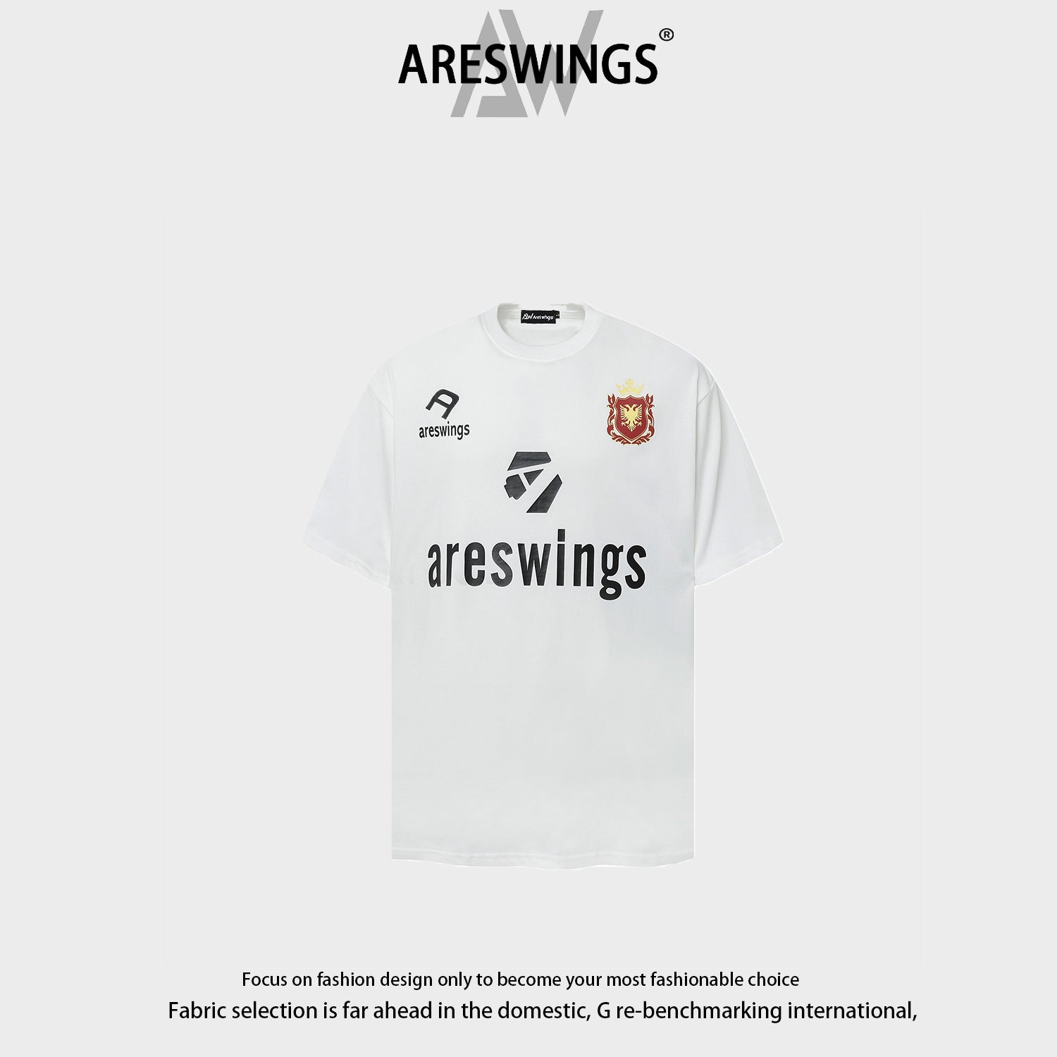 Areswings American sports style digital printing heavy short-sleeved T-shirt men's trendy loose short-sleeved 2874