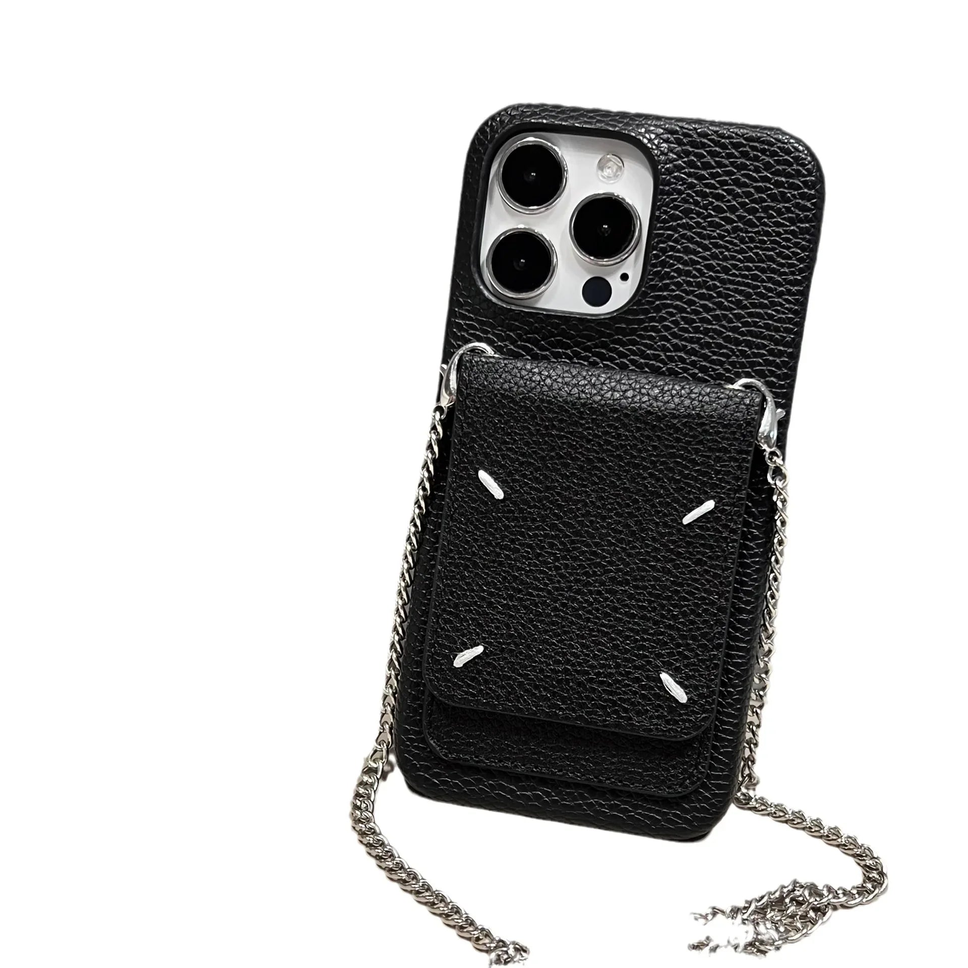 Applicable to Apple 16promax phone case crossbody embroidery iphone15 coin purse card 15promax shell