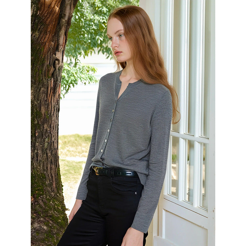 [German Yangzi yarn 100 wool] 18-pin bottoming sweater 25 autumn and winter New woolen sweater high-end cardigan
