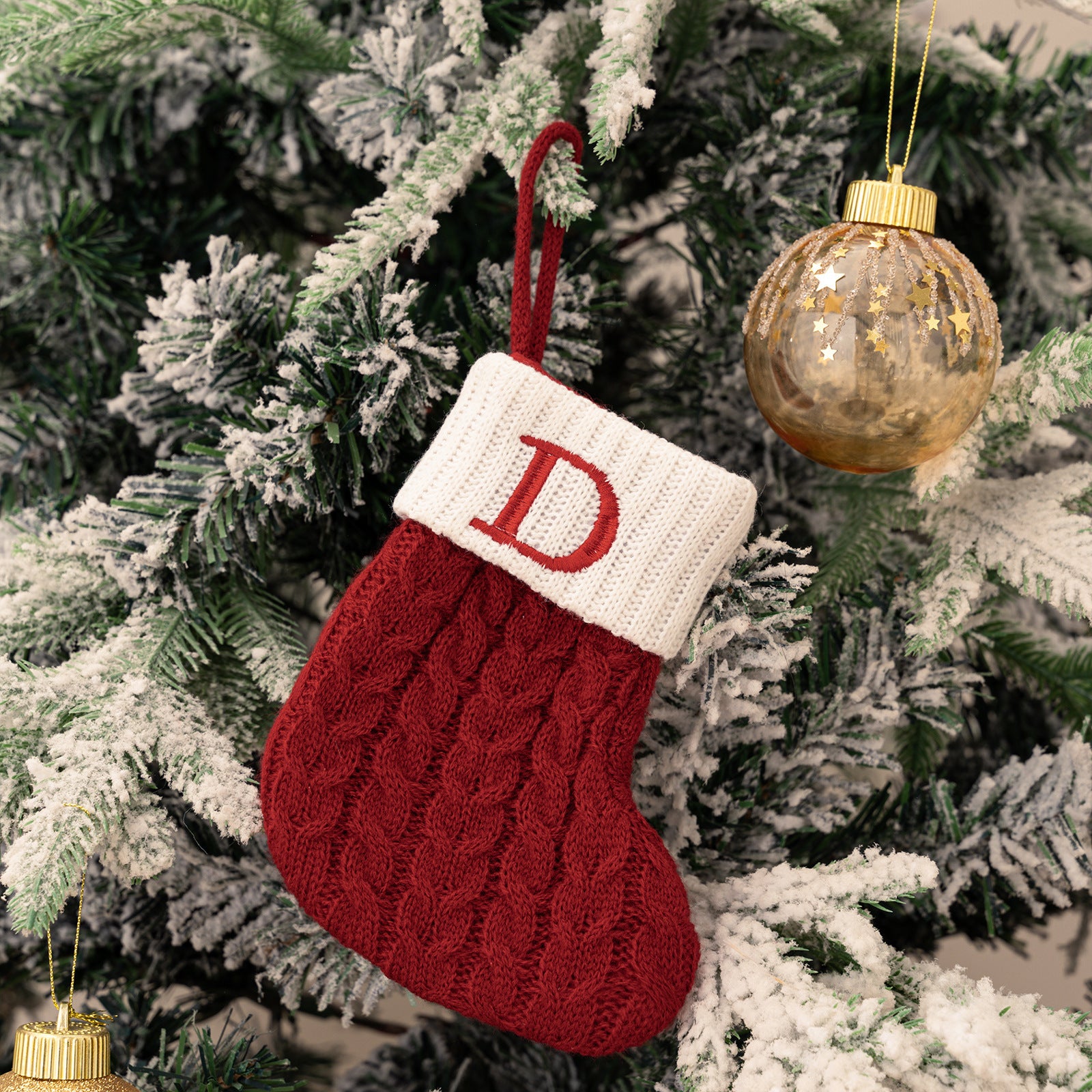 Cross-border cute letters Christmas stockings creative Christmas tree pendant Christmas style wool knitted socks decoration props