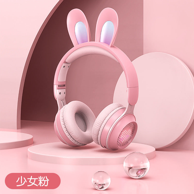 [New] cross-border KE-11 rabbit ears headset Bluetooth headset LED luminous wireless with microphone children's headphones