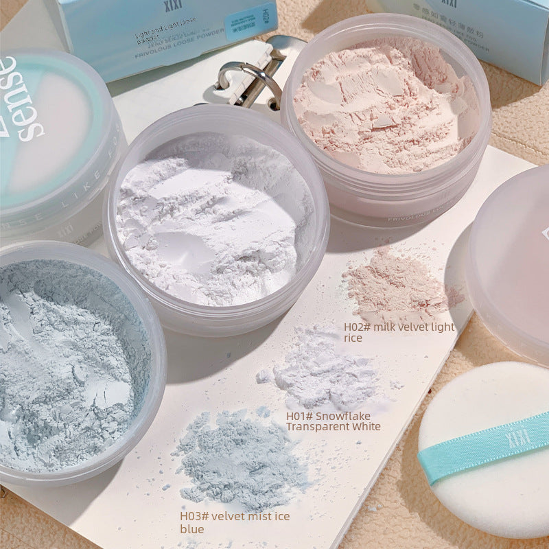 XIXI fog light Face Powder Finishing Powder calm makeup and oil controlling long lasting smear-proof makeup non-khaki waterproof sweat-proof powder