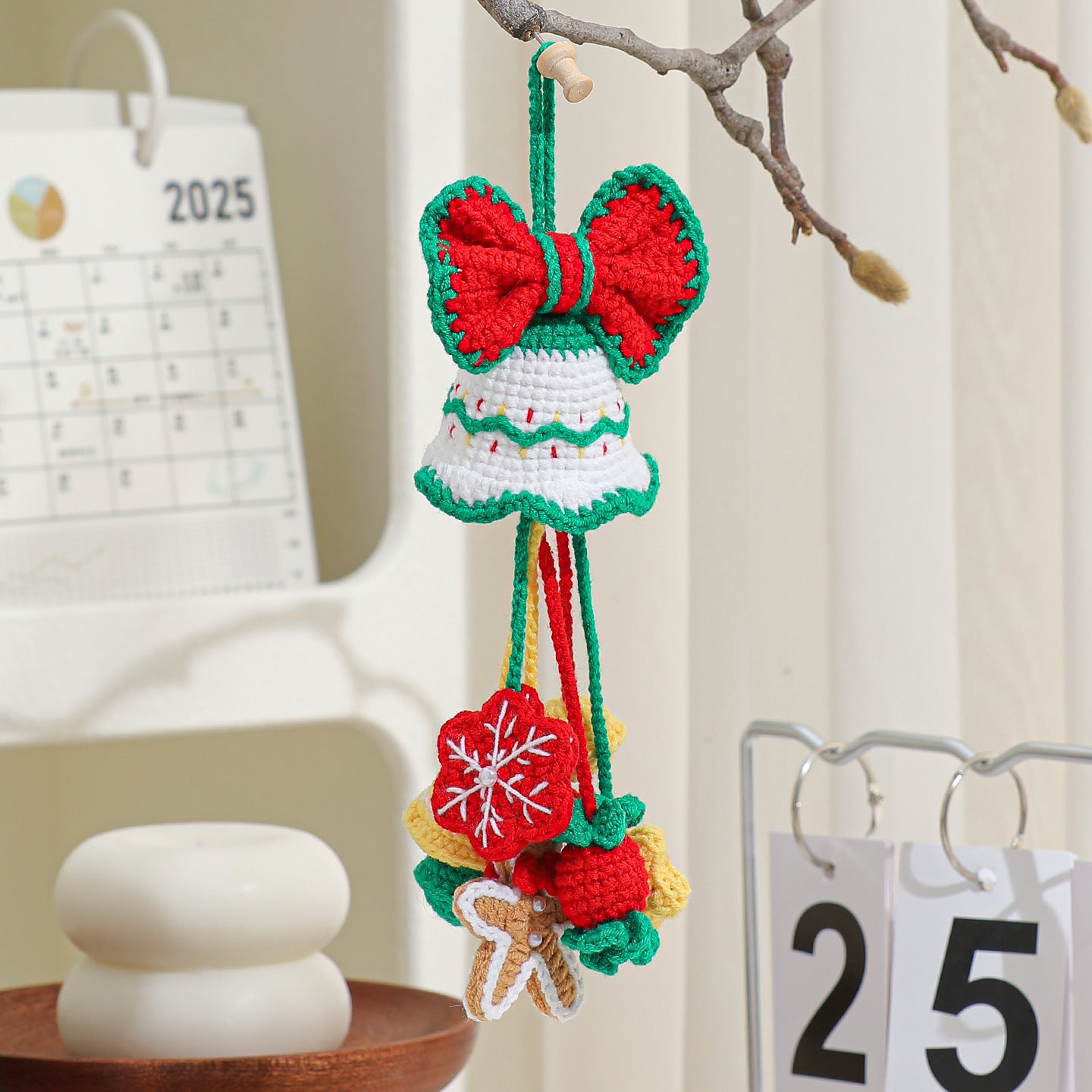 Exclusive for cross-border plush Christmas pendant wool crocheted Christmas tree small ornaments Christmas decoration automobile hanging ornament
