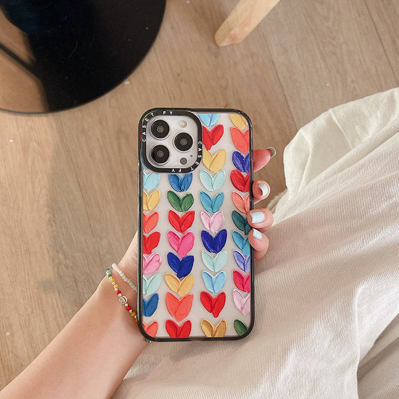 Graffiti oil painting love for Apple iPhone15ProMax phone case 13 Tide brand 12 drop-resistant 14ro set 11