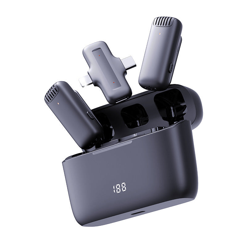 Wireless collar clip microphone J11/J13 one-to-two charging compartment outdoor mobile live streaming radio noise reduction microphone