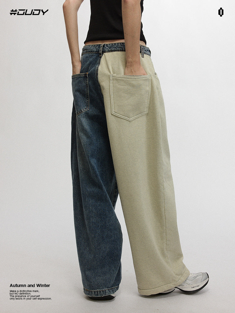 # OVDY new jeans men's retro distressed washed 420g autumn and winter velvet padded plus size denim trousers