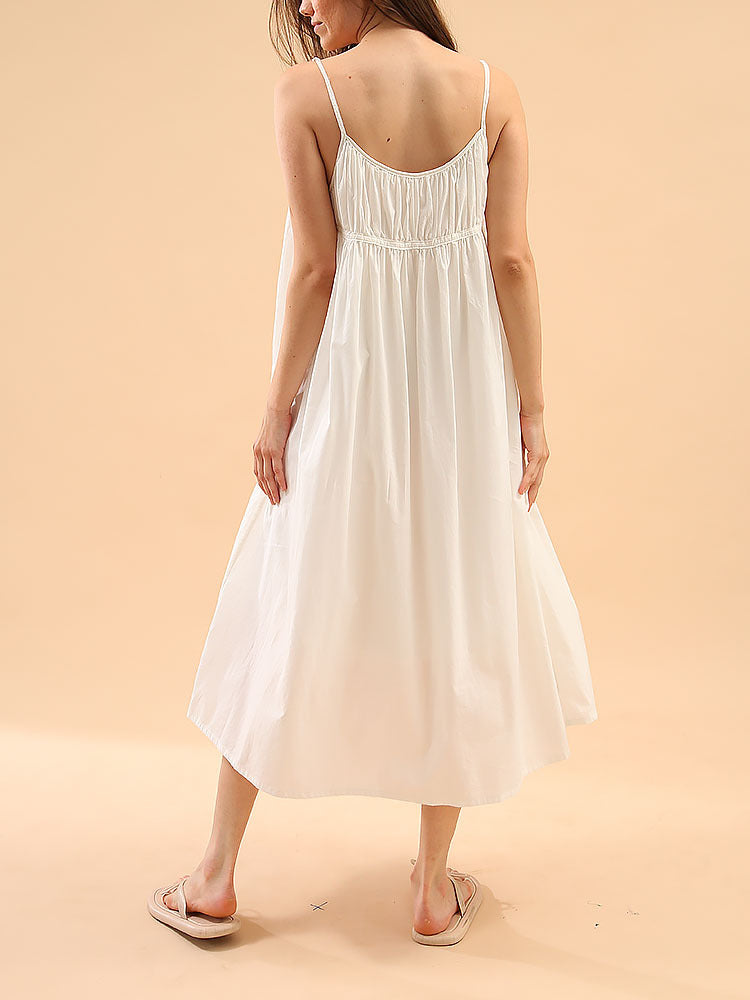 French strap dress 2025 Spring New lazy wind pleated niche design backless long dress women's clothing