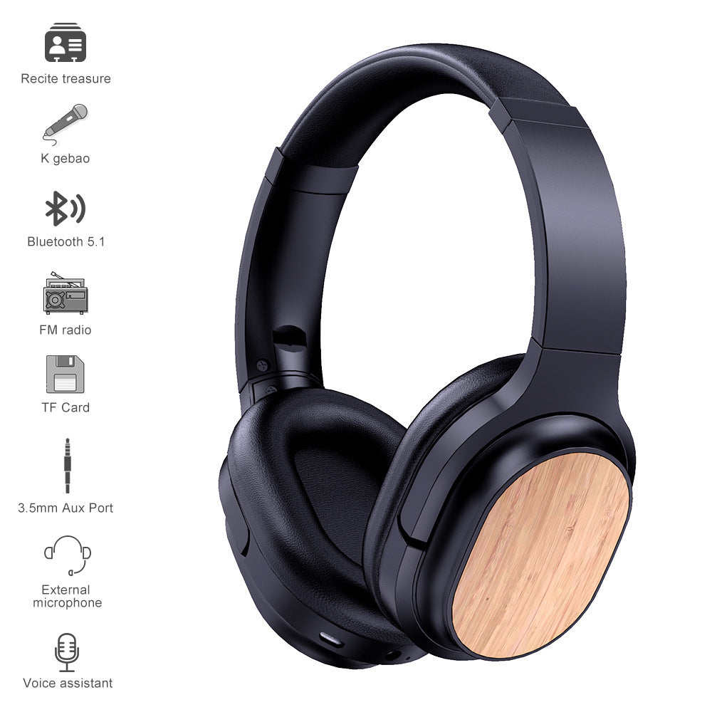 Bamboo wood degradation environmental protection Bluetooth headset headset computer headset cross-border wireless foreign trade gift mobile game