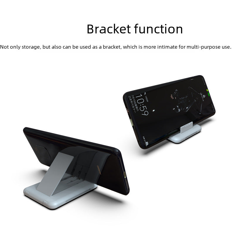 Travel portable data cable storage box multifunctional treasure box adapter charging strip line mobile phone bracket function