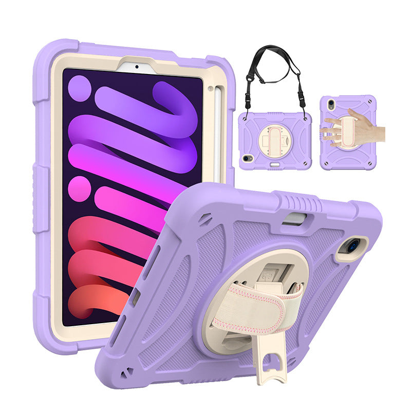 Cross-border applicable iPad mini6 tablet children 360 ° rotational and shatter-resistant silicone case with Pen slot protective case