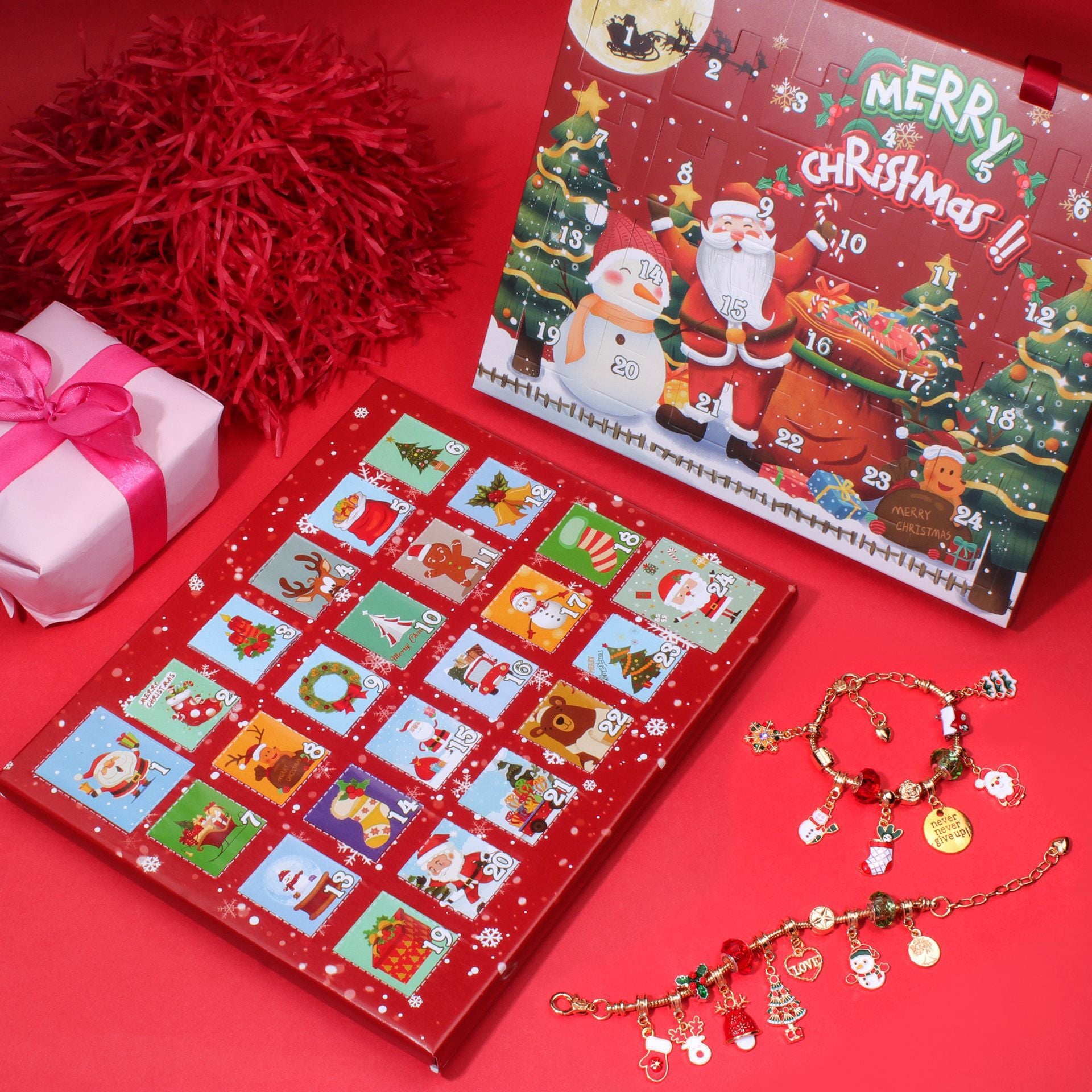Cross-border new arrival Christmas creative blind box bracelet handmade diy24 grid educational jigsaw puzzle exquisite gift set