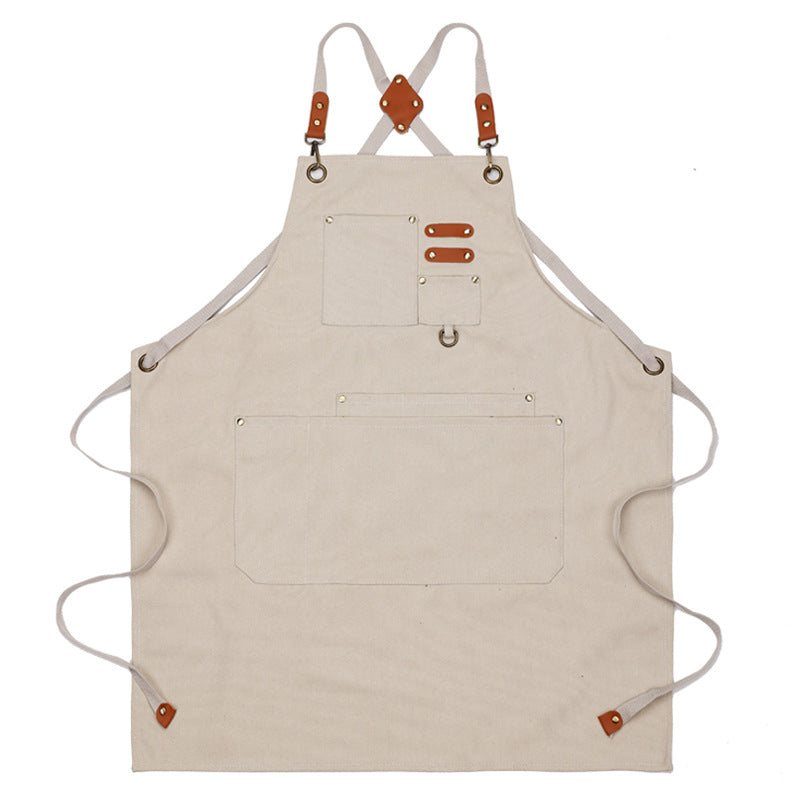 Wholesale cross-border foreign trade pure cotton waterproof thick canvas apron household kitchen fashion apron apron work clothes printing