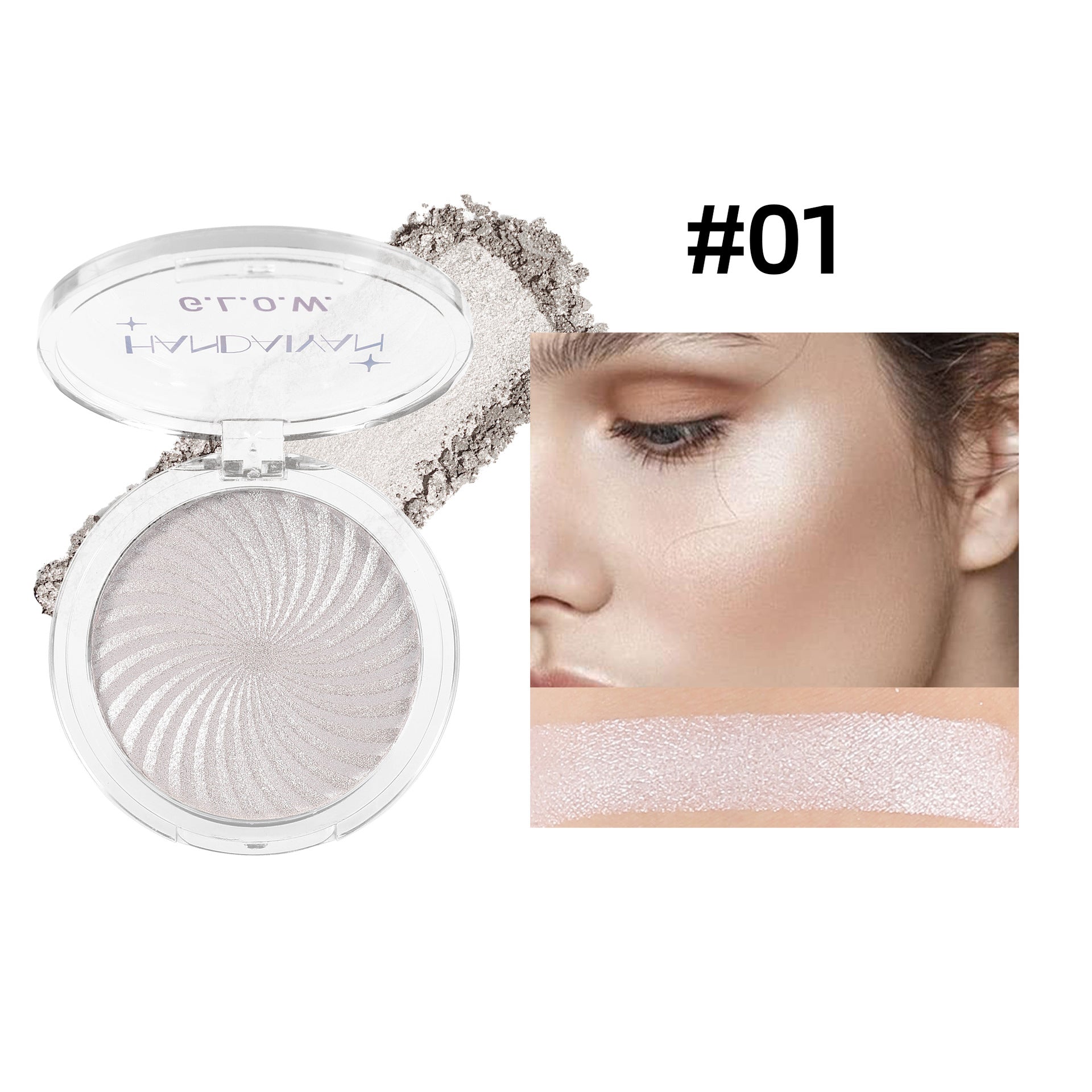 Cross-border six-color vortex highlighting powder matte thin and glittering handaiyan face powder highlight repair brightening makeup palette
