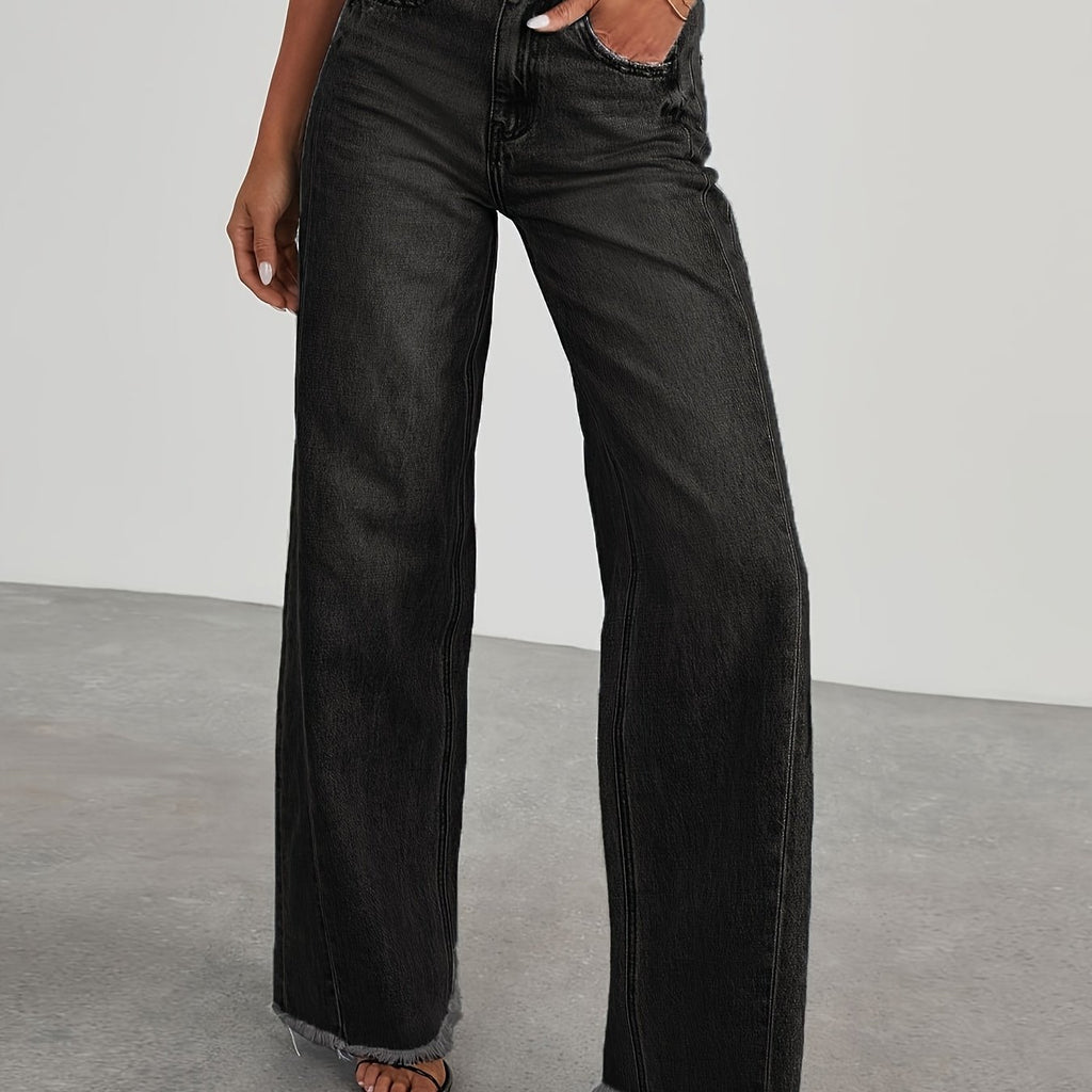 Fuzzy Jeans High Waist Wide Leg Jeans Women's Denim Jeans