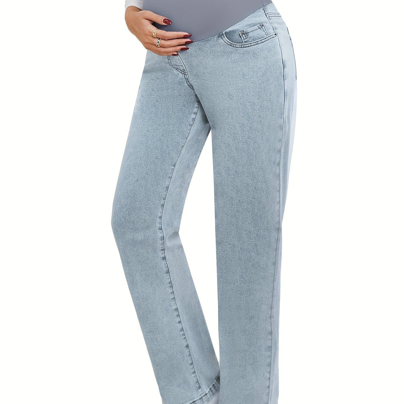 Relaxed Fit Maternity Jeans Straight Leg Over Belly Jeans