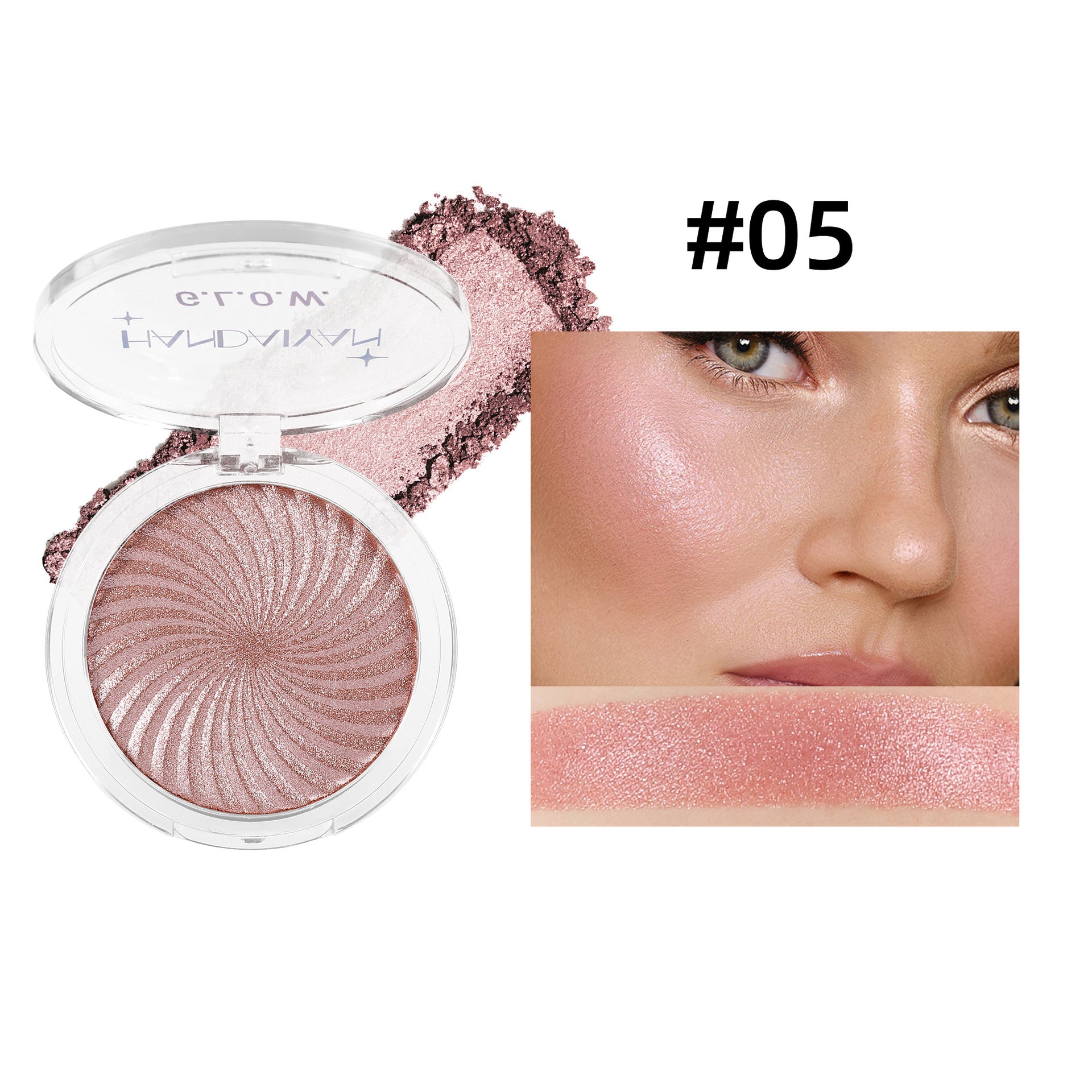 Cross-border six-color vortex highlighting powder matte thin and glittering handaiyan face powder highlight repair brightening makeup palette