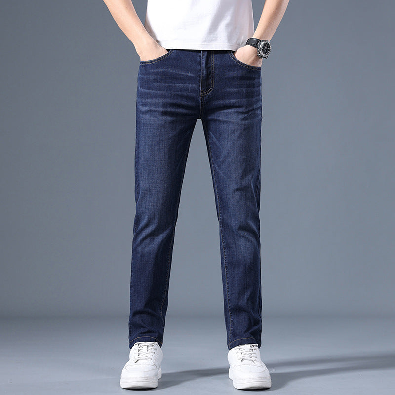 Spring and Autumn men's jeans slim straight business casual trousers men's stretch washed jeans wholesale