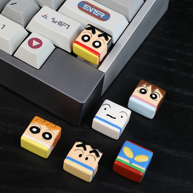 Yeyuan family crayon Xiaoxin unique keycap resin cross mechanical key cap cute single 3D Three-Dimensional Key cap