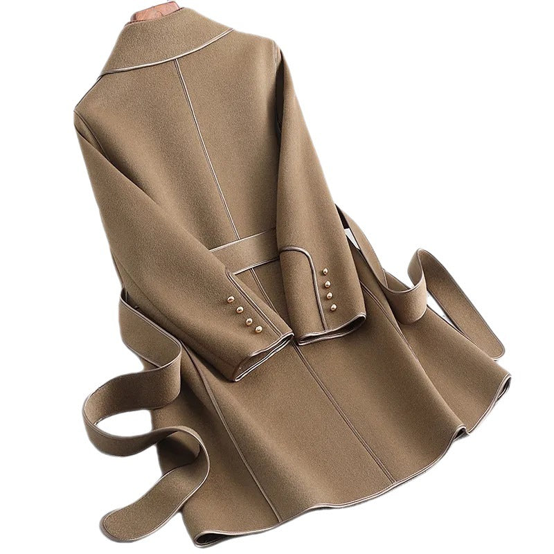 Quality 2022 winter Hong Kong style artistic retro super long sleeve pile collar women's woolen coat factory wholesale